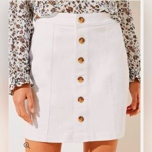 Loft Drnim Skirt Soft White Button Front Mini S 6/8 Cotton Twill